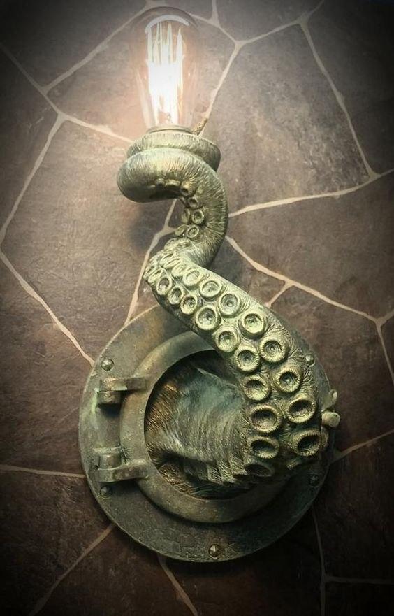 Nautical tentacle porthole lamp