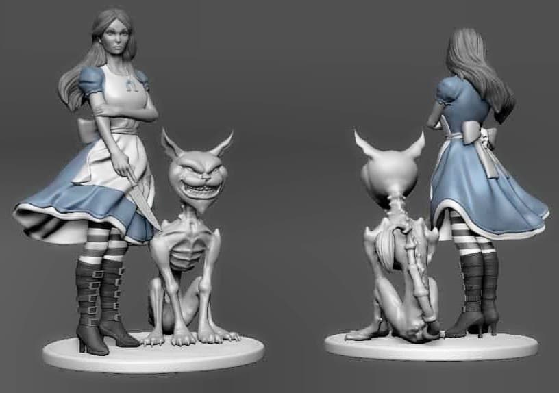 Alice With Knife And Dark Cat