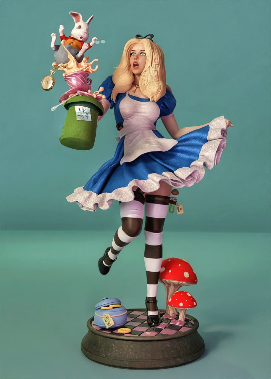 Alice With Hat and Rabbit