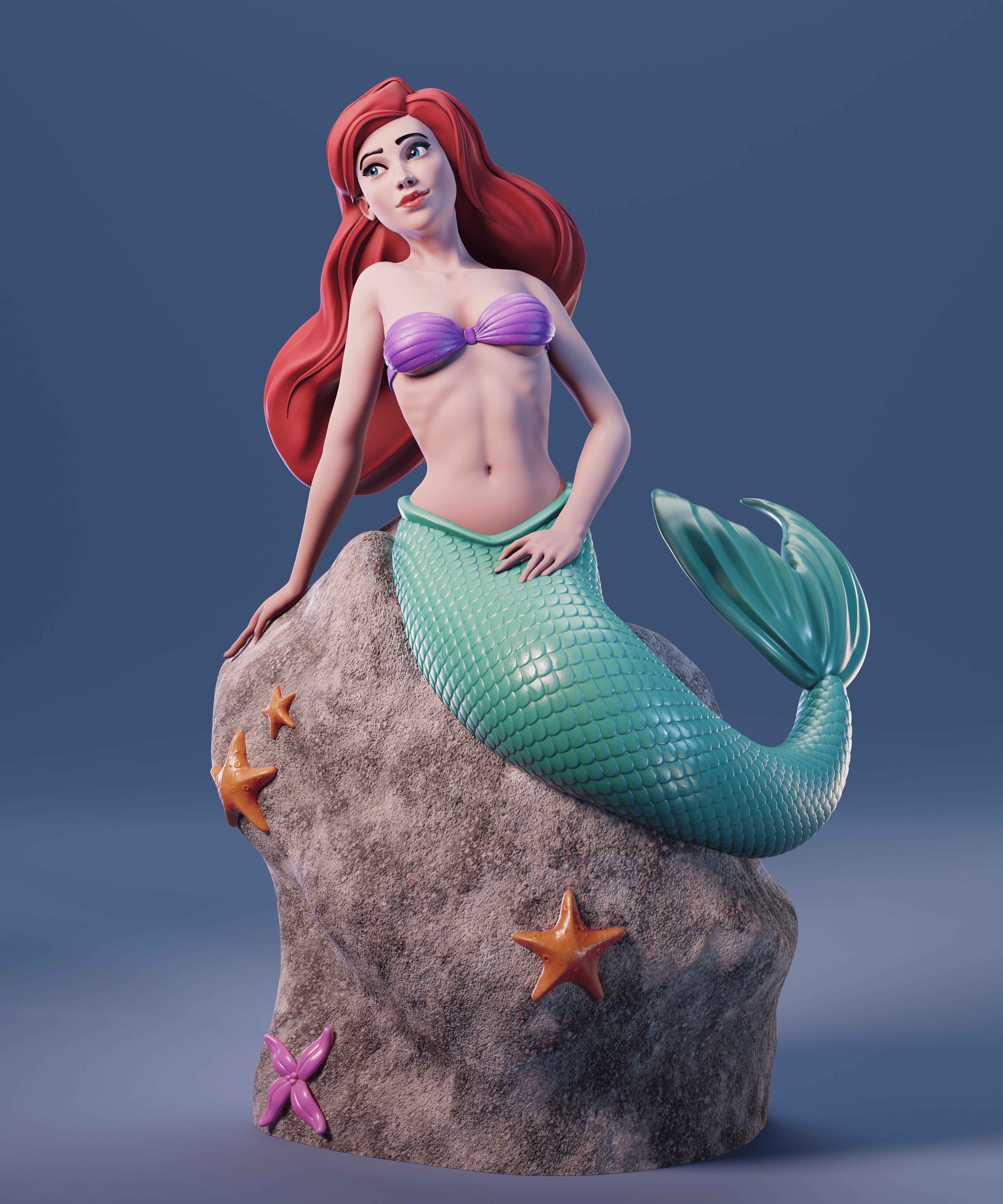 Ariel Sitting On The Stone