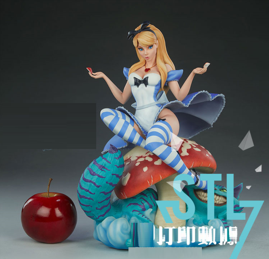 Alice With Cat On Mushroom