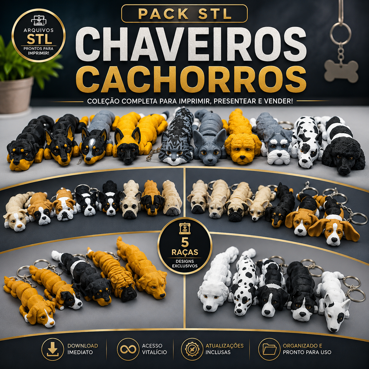 CHAVEIROS FLEXI DOG ARTICULADOS